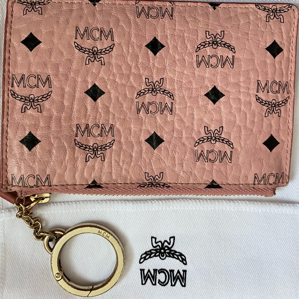 MCM Pink keychain wristlet coin purse